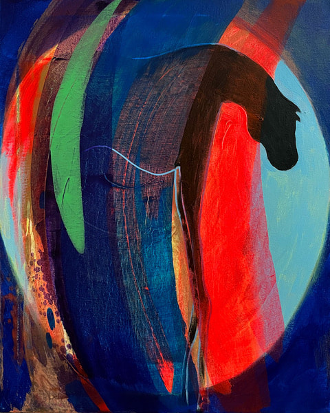 colorful abstract horse painting