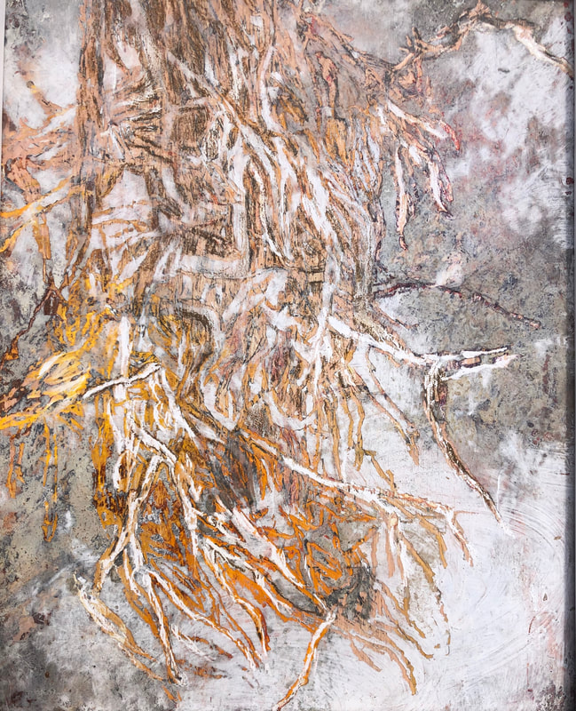 encaustic abstract root