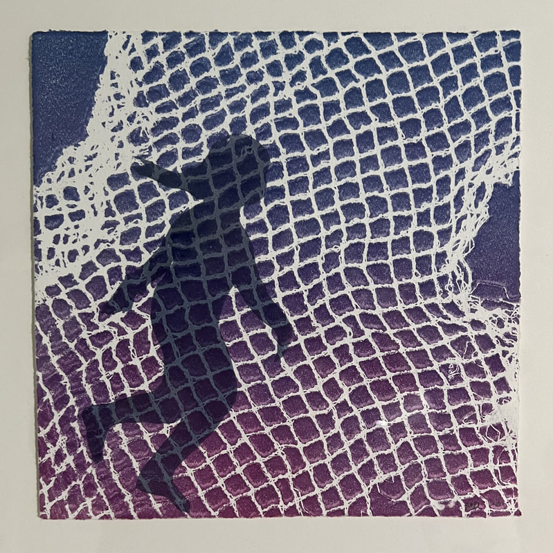 8" x 8” Relief Print, Running Girl Series E.V. 1/1 2023, 12" x 12” frame