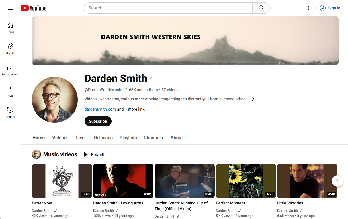 Darden Smith YouTube channel