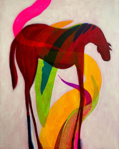 colorful abstract horse painting